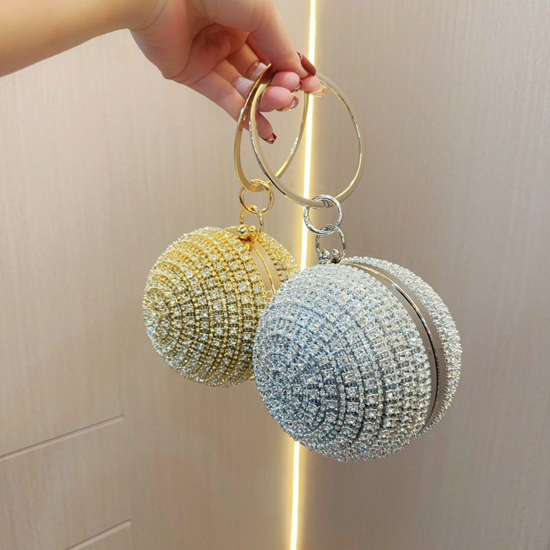 Nouvelle robe de soirée polyvalente à la mode, boule ronde argentée, Mini sac de Banquet à main_voghion.com