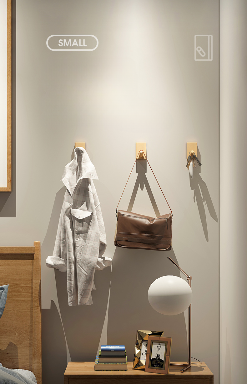 Perchero nórdico de madera maciza de haya y nogal, multifuncional, sin taladros, para colgar detrás de la puerta._voghion.com
