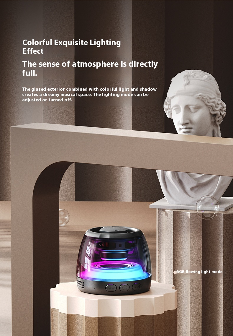 Mini-Lautsprecher, Bluetooth-Verbindung, hochwertiger RGB-Lichteffekt, kabelloser Subwoofer für zu Hause, kleiner Musik-Player für den Außenbereich_voghion.com
