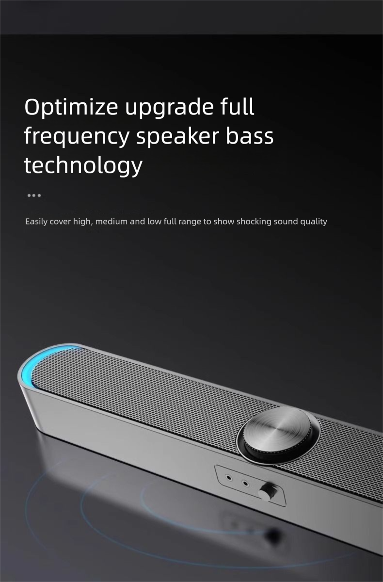 Computer Desktop Long Strip With Microphone Integrated Home Wired Subwoofer Bluetooth Speaker USB_voghion.com