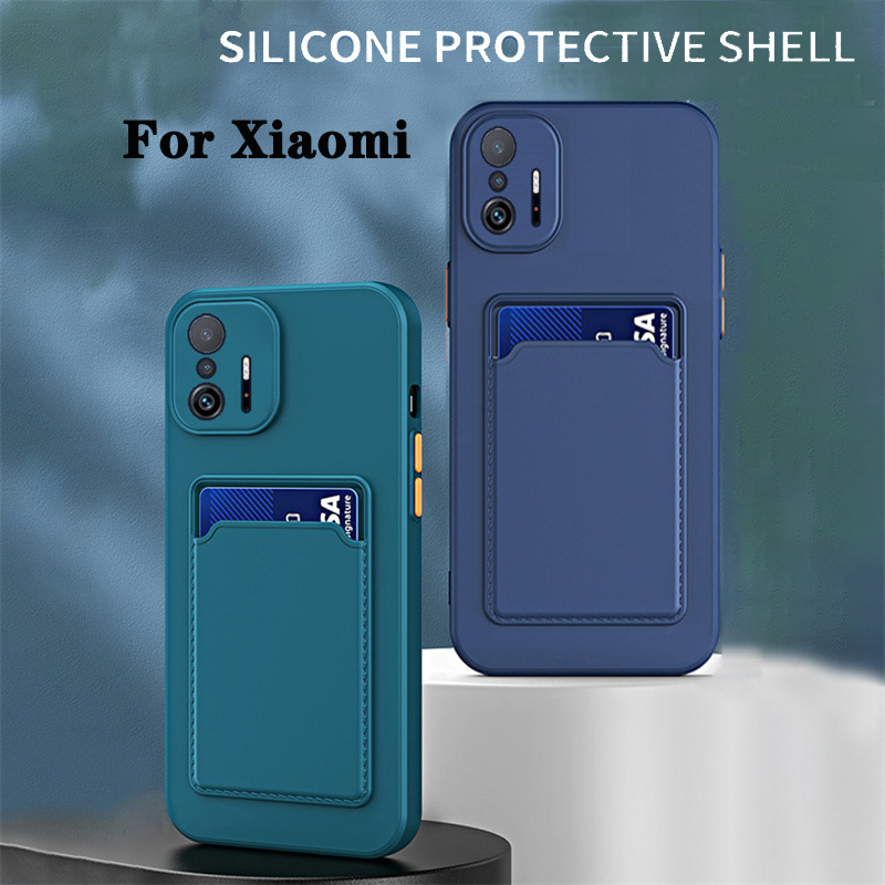 Kortelės laikiklio piniginės dėklas, skirtas Xiaomi Mi 10T 11T Pro Mi 11 Lite 10S Redmi Note 11 10 5G 9 Poco M3 X3 K40 minkštas silikoninis nugarėlė_voghion.com