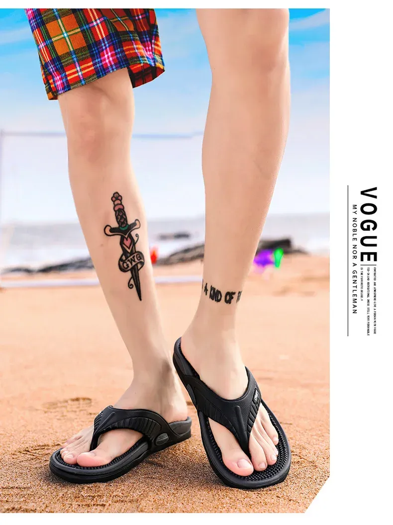 Massage-Flip-Flops für Herren, atmungsaktive Sommer-Strandschuhe, Sandalen für Herren, luxuriöse Flip-Flops, atmungsaktiv, Übergröße, Herren-Hausschuhe, Größe 46_voghion.com
