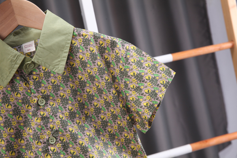 Ensemble deux pièces Short à manches courtes pour garçons et filles, nouvelle édition coréenne d'été 2024, pantalon anti-moustique à fleurs pour enfants_voghion.com