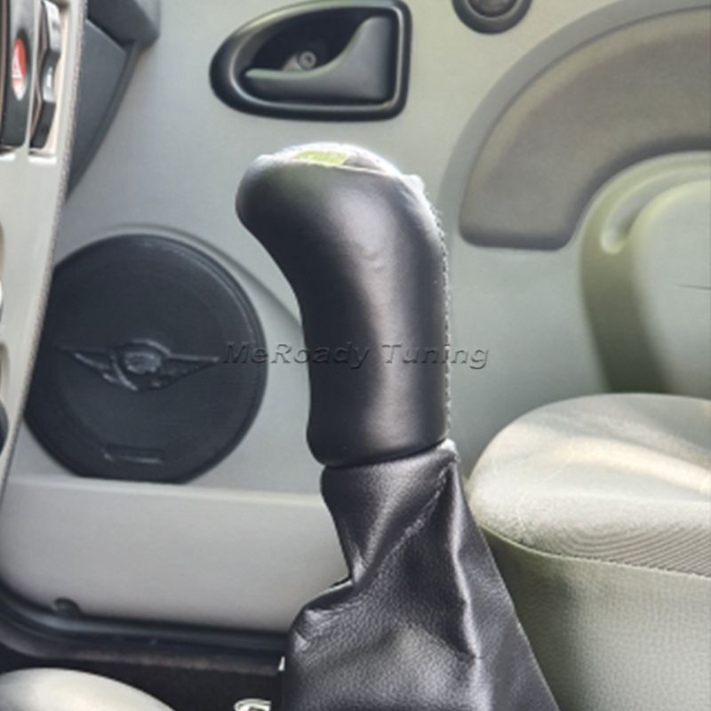 Leather 5 Speed Gear Shift Knob Handle Lever Boot Cover Case for Renault Clio Megane 2 Kangoo Dacia Logan Stepway 2015_voghion.com