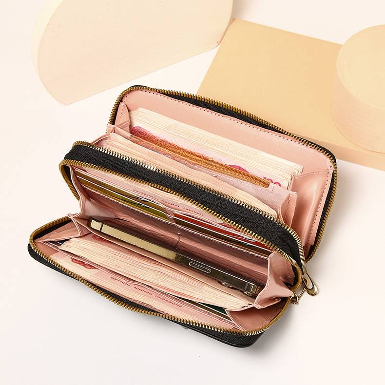 Women’s Long Wallet Clutch Phone Bag - Double Zipper Large Capacity Card Holder, Stylish Handheld Purse for Everyday Use_voghion.com