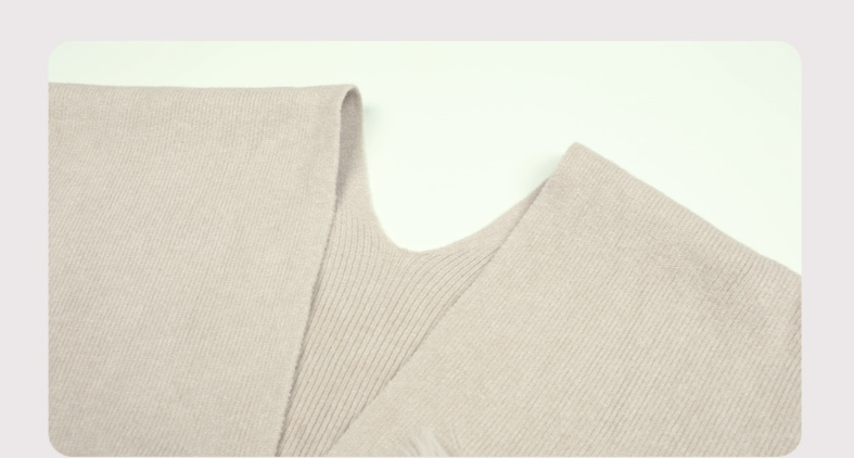 Solid color pom pom cape sweater Women's autumn/winter shawl knitted cardigan for women_voghion.com