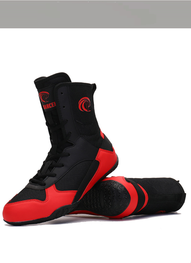 Chaussures de boxe pour hommes, chaussures de combat montantes pour hommes, bottes de lutte, chaussures Sanda, soulevez des chaussures de squat, chaussures de combat, bottes de lutte_voghion.com