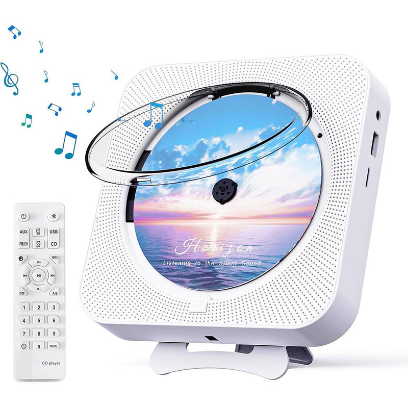 „Byteuni“ nešiojamas „Bluetooth“ namų CD muzikos grotuvas su nuotolinio valdymo pultu, laikmačiu, įmontuotais garsiakalbiais ir LED ekranu, FM radiju, „Boombox“ (neįkraunamas)_voghion.com