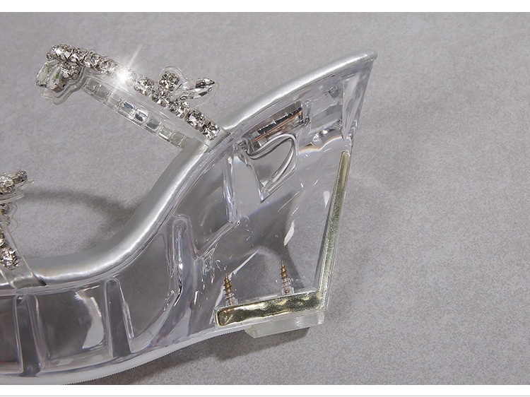 Damen Keilabsatz mit Kristall-Strass - 12 cm hohe Plateau-Partyschuhe für Club & Tanz (Style 1101-98)_voghion.com