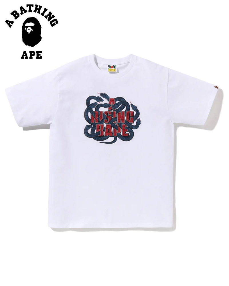 A BATHING APE BAPE-Snake Year T-shirt a maniche corte stampata con la lettera "BATHING APE" realizzata in tessuto di puro cotone, per uomo e donna._voghion.com