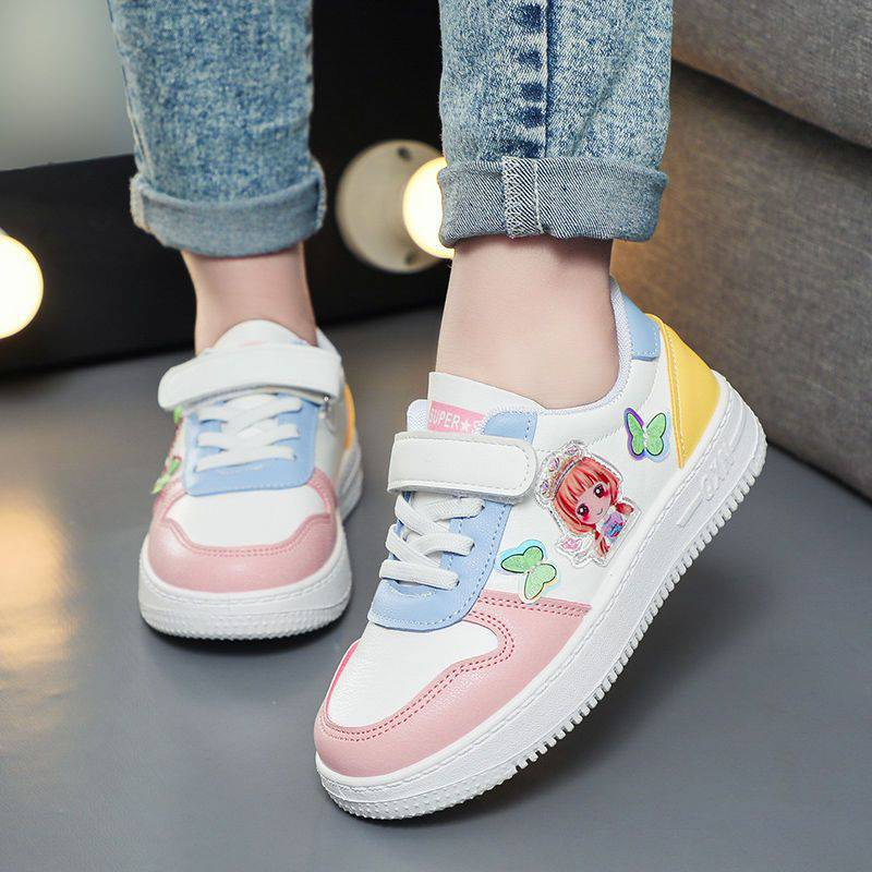 Girls Shoes Spring And Autumn New Soft Sole Lightweight Breathable Children's Sports Shoes Girls Elementary School Students Leather Panel Shoes_voghion.com