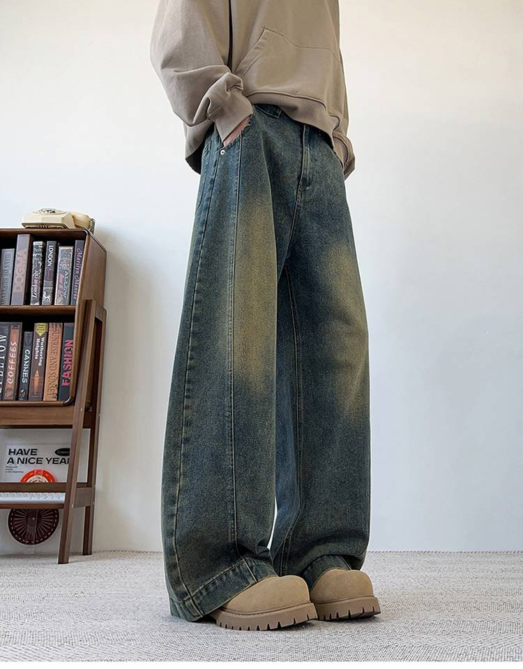 Starry Sky Pattern Denim Drawstring Floor-Length Pants - Comfortable And Loose Fit - Versatile And Stylish Casual Denim Pants_voghion.com
