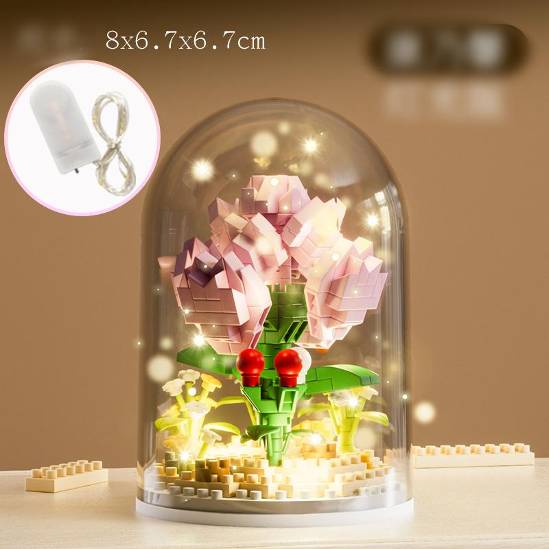 Bloempot met lichtblokken Kleine deeltjes Microdeeltjes Assemblagespeelgoed Educatief 6-12 jaar Lego speelgoed Kerstcadeaus - Vakantie cadeauselectie_voghion.com