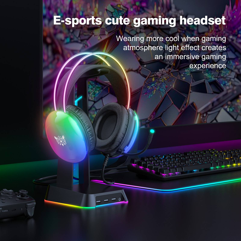 ONIKUMA X25 Gaming Headset RGB + Headband Multicolour Breathing Lights_voghion.com