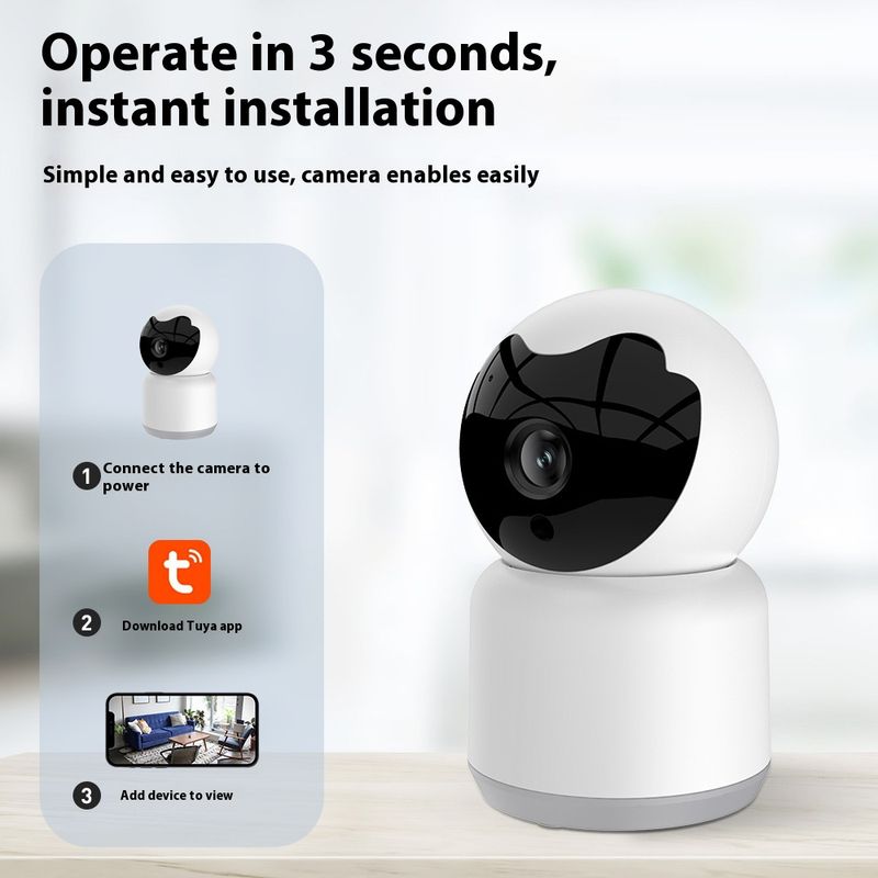 Telecamera di sicurezza Wi-Fi intelligente Tuya con rotazione a 360°, video HD 1080P/3MP/5MP, visione notturna, telecomando, memoria per scheda TF_voghion.com