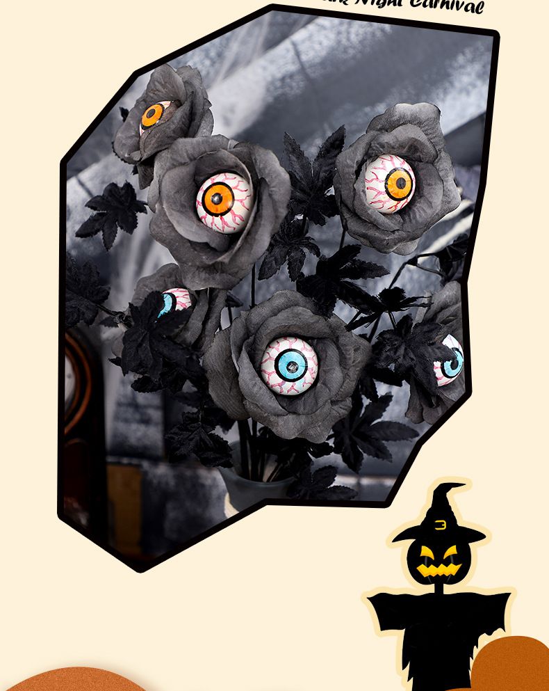 Bouquet da taglio di foglie d'acero con bulbo oculare nero horror di Halloween, festival fantasma, decorazioni commerciali per la casa di Halloween_voghion.com