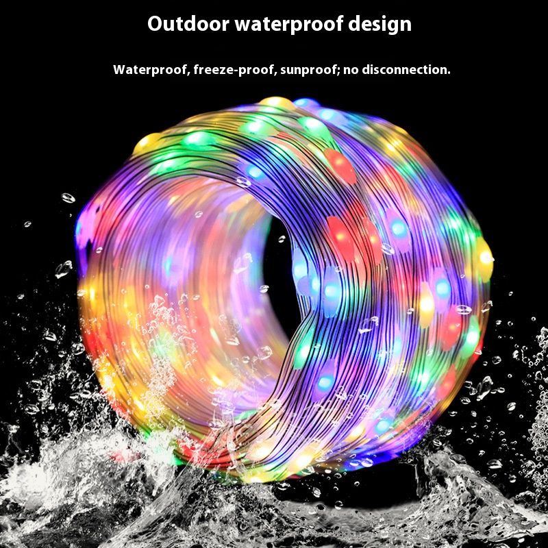 Guirnalda de luces LED RGB inteligentes: 5 V de bajo voltaje, control por Bluetooth y aplicación, 16 millones de colores, IP65 a prueba de agua, 10 LED/m, luces decorativas para interior y exterior._voghion.com