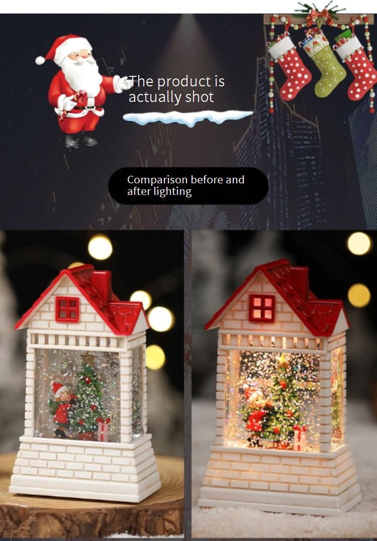 Weihnachtshauslaterne mit Wasserfüllung – Vintage-Tischdekoration mit festlichen LED-Lichtern, Weihnachtsgeschenk und Stimmungsmacher_voghion.com