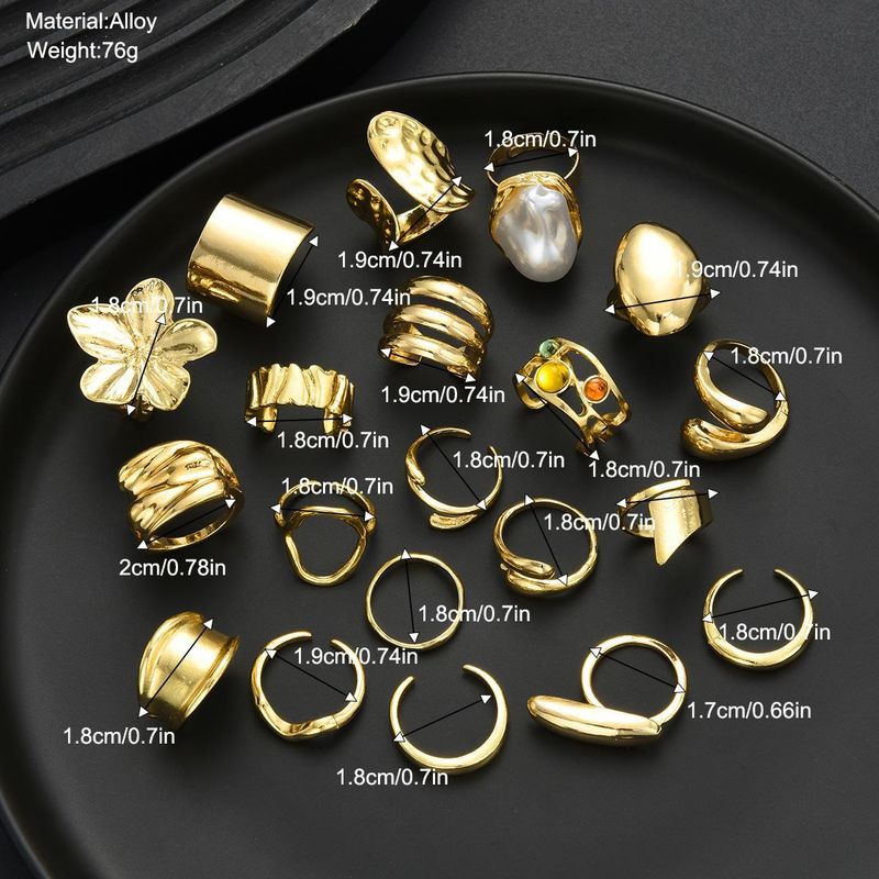 20-Piece Irregular Pearl-Inspired Ring Set, Geometric Statement Finger Rings For Women, Fashion Stackable Joint Rings, Boho Chic Jewelry Collection_voghion.com