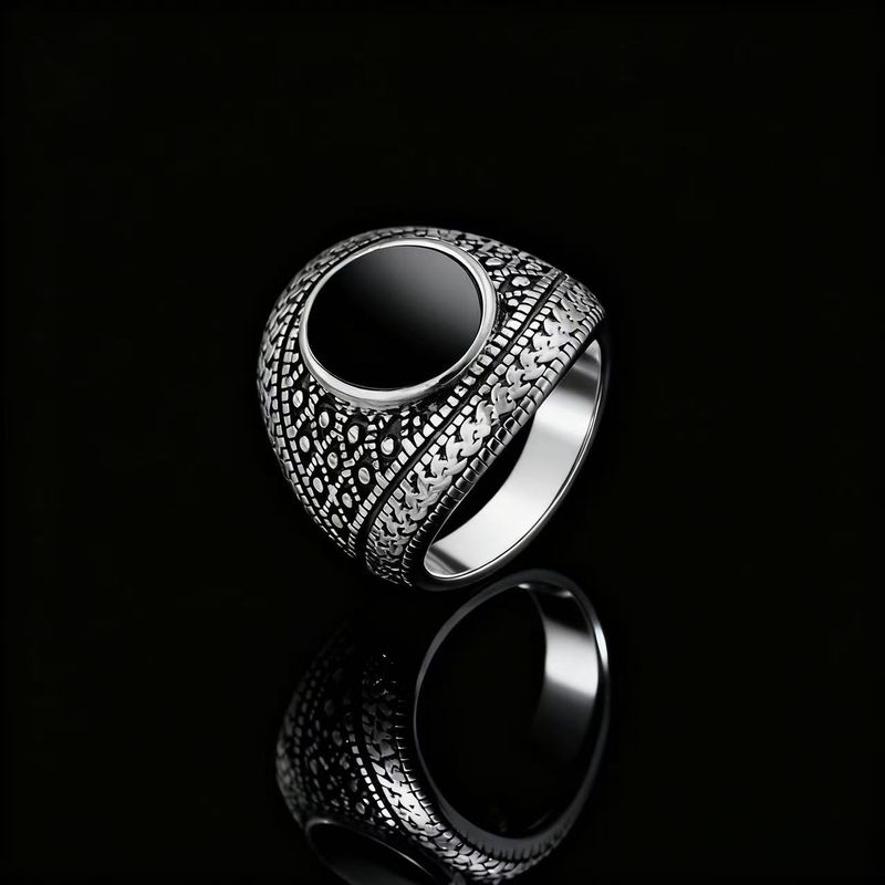 1 Piece Vintage Distressed Silver Ring With Engraved Geometric Patterns, Unisex Niche Accessory, Gift For Friends Family, Daily Festival Wear_voghion.com