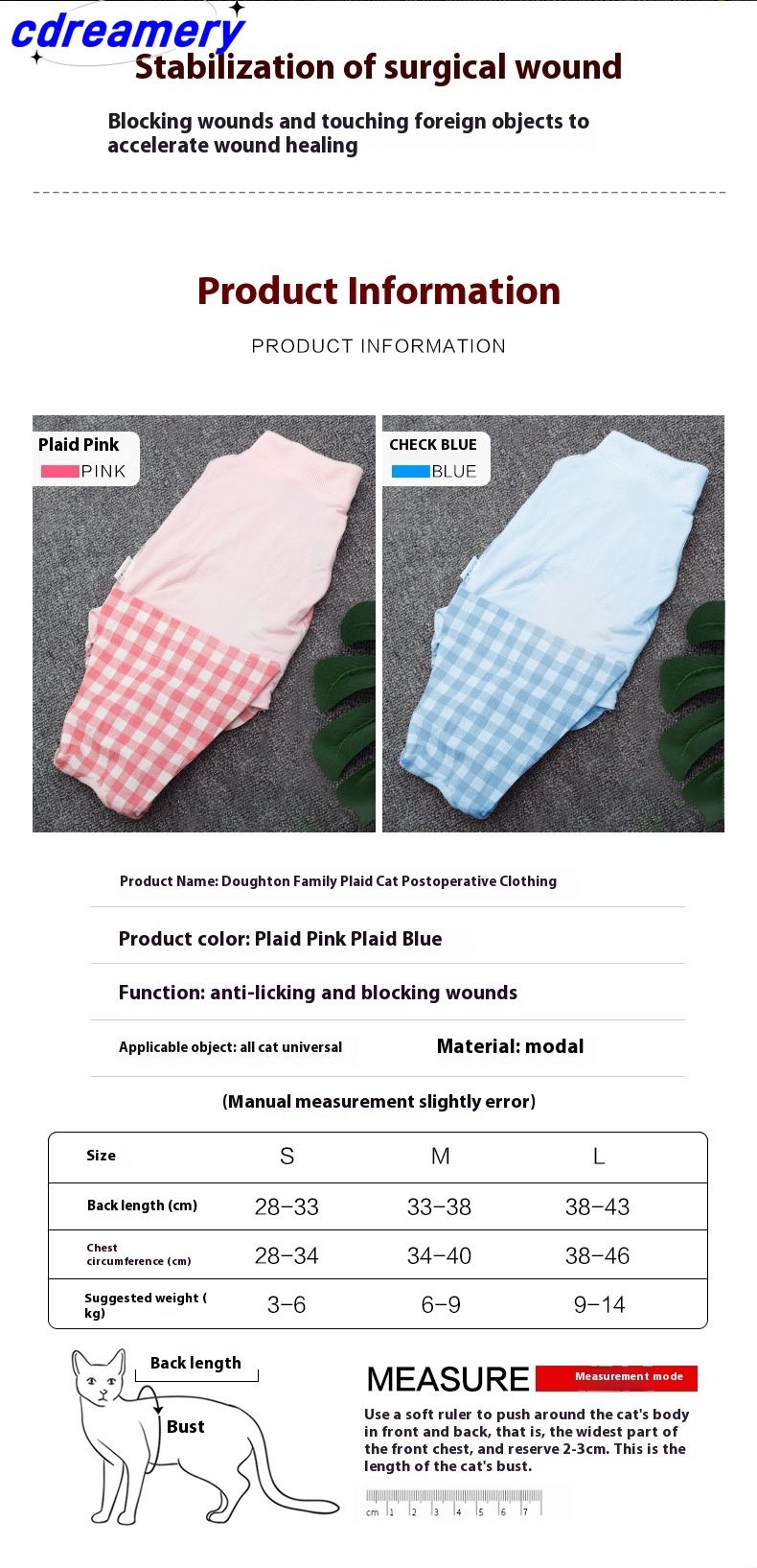 Doton Ny Steriliseringsdräkt För Katter Efter Operation Skyddskläder Med Hög Sträckbar Modal_voghion.com
