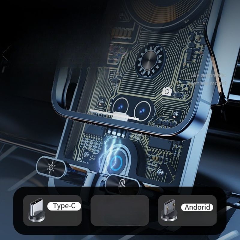 120W Magnetic Fast Charging Wireless Charger With Infrared Sensor Electric Opening And Closing Transparent Smart Car Mount_voghion.com