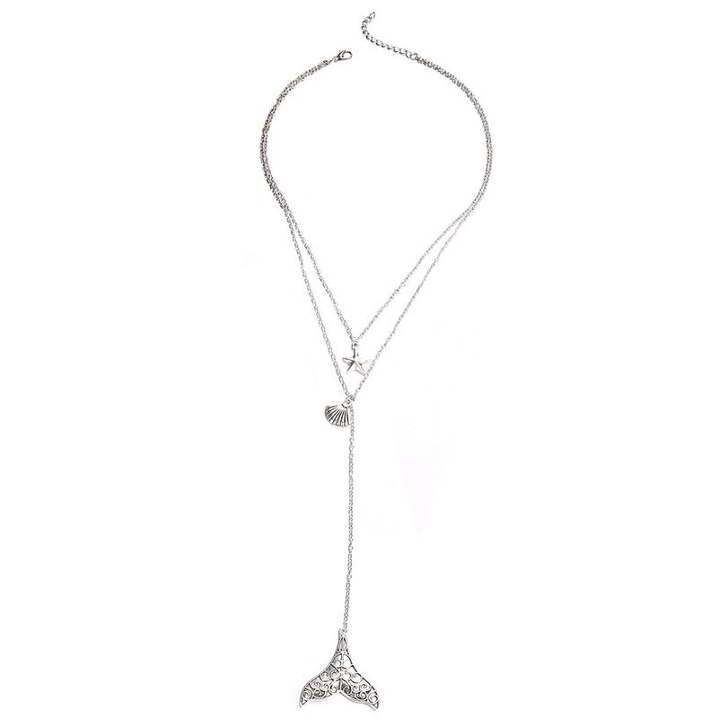 Gioielli di tendenza, stelle marine, capesante, coda di pesce, collana multistrato, catena corta per clavicola_voghion.com