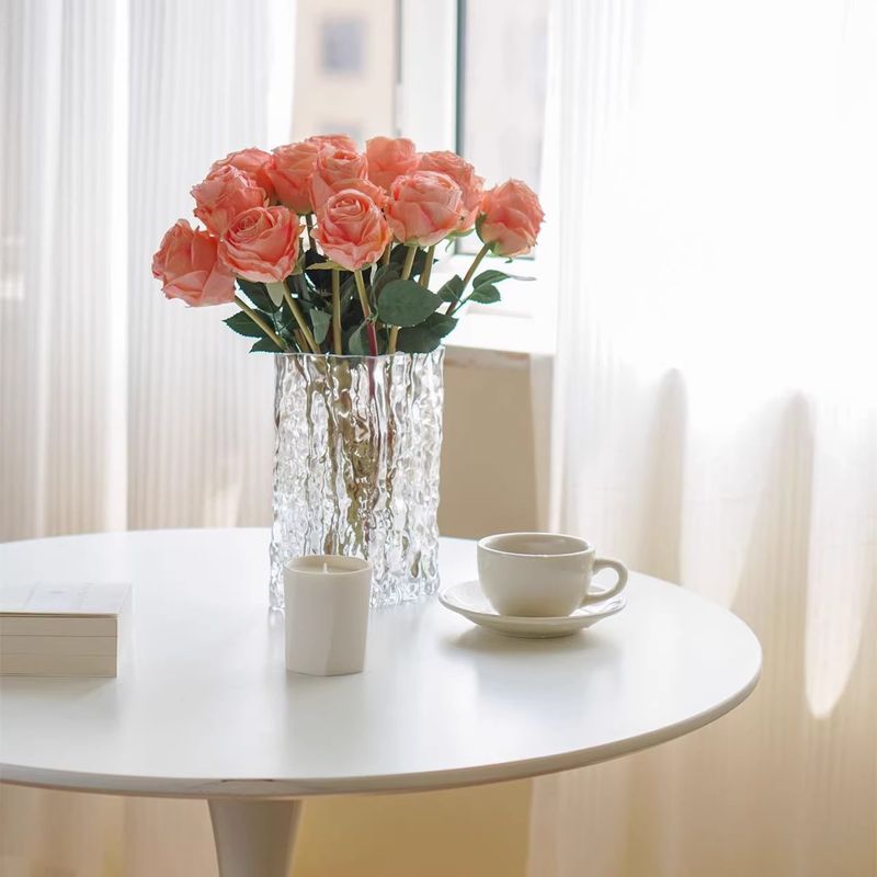 Flores artificiais de lichia e rosa, flores de simulação, arranjos florais realistas de alta qualidade, flores secas, buquê biônico, flores leves e luxuosas_voghion.com