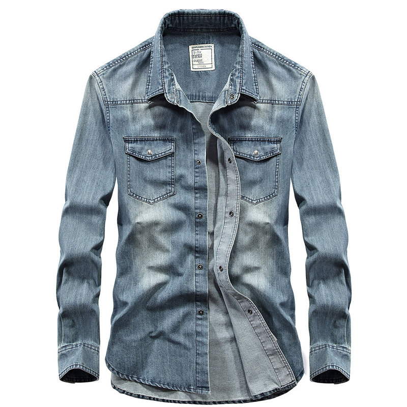 Men's Clothing Spring And Autumn New Denim Shirt Casual Long Sleeve Shirt Loose Men_voghion.com