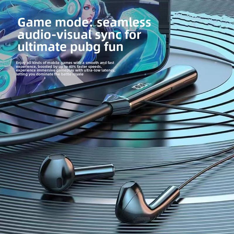 Bluetooth-Kopfhörer mit Nackenbügel für Sport und Laufen, lange Akkulaufzeit, digitales Display, universell für Mobilgeräte_voghion.com