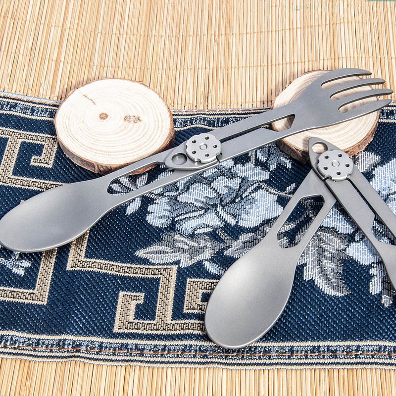 Outdoor Multifunctional Titanium Alloy Dual-use Bottle Can Opener Fish Fork Spoon Camping Tableware Portable_voghion.com