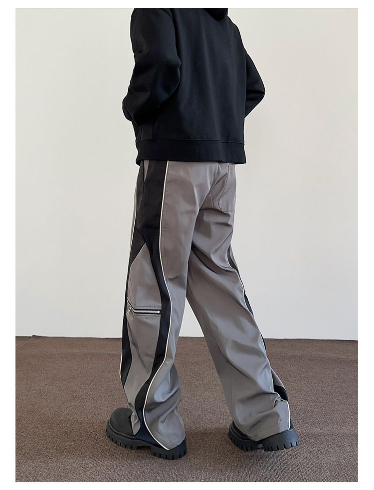 Men's Clothing Casual Pants Niche Functional Assault Pants Color Matching Sports Pants Straight Loose Wide Leg Pants_voghion.com