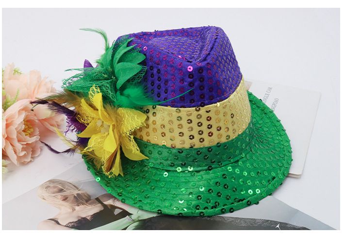 New Brazilian Carnival Three-Color Feather Jazz Hat Venice Party Ball Performance Props_voghion.com
