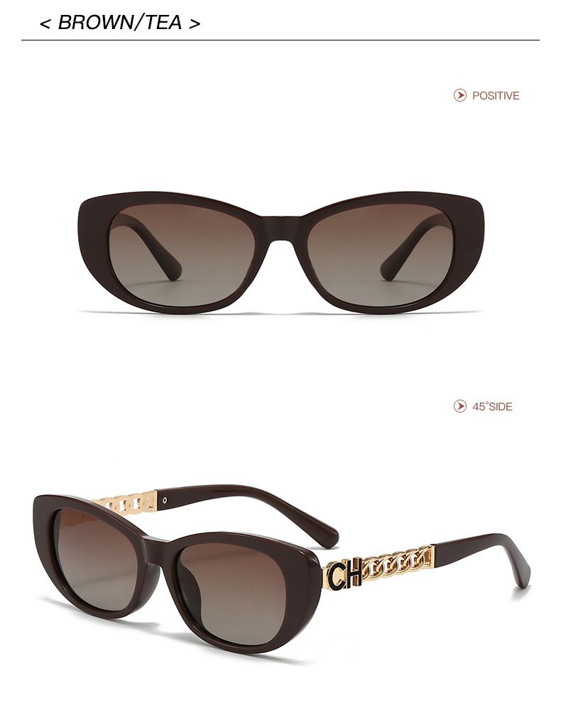 New High-end Metal Chain Fashionable Personalized Polarized With Small Frame Cat Eye Trendy Women's Sunglasses 5129_voghion.com