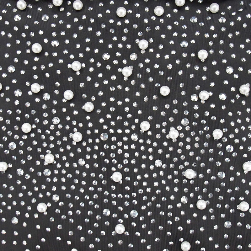 Abbigliamento donna moda abito gonna corta a maniche lunghe con strass in rete tinta unita da donna_voghion.com