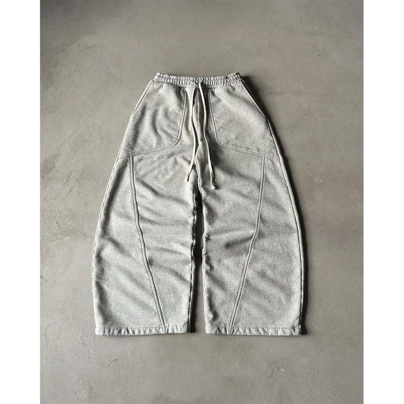 Men's Hip-Hop Streetwear Cargo Pants – Oversized Drop-Crotch Joggers With Multi-Pockets (Polyester, Unisex Baggy Fit For Rap/Rave/Street Style)_voghion.com