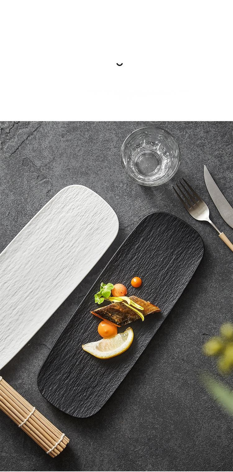 Matte rechthoekige keramische lange high-end dessert westerse Japanse creatieve sushi bord_voghion.com
