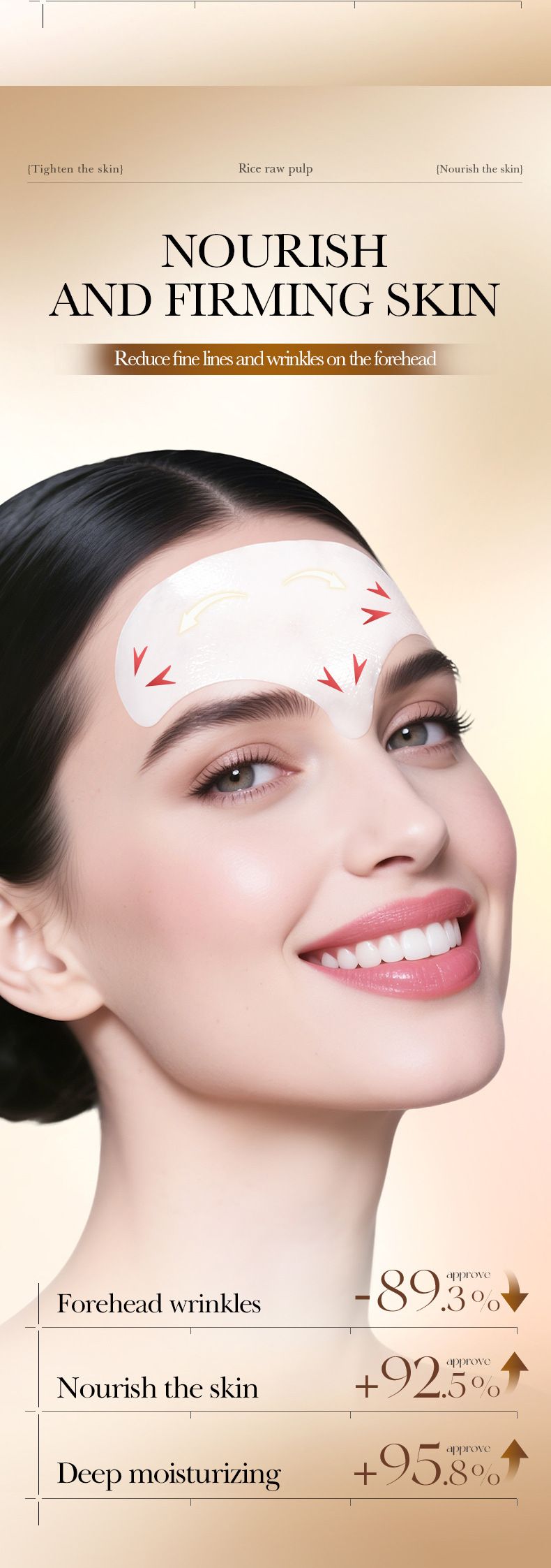 forehead Sticker BIOAOUA Rice Puree Collagen Firming Forehead Sticker 6ml Facial Care Mask_voghion.com