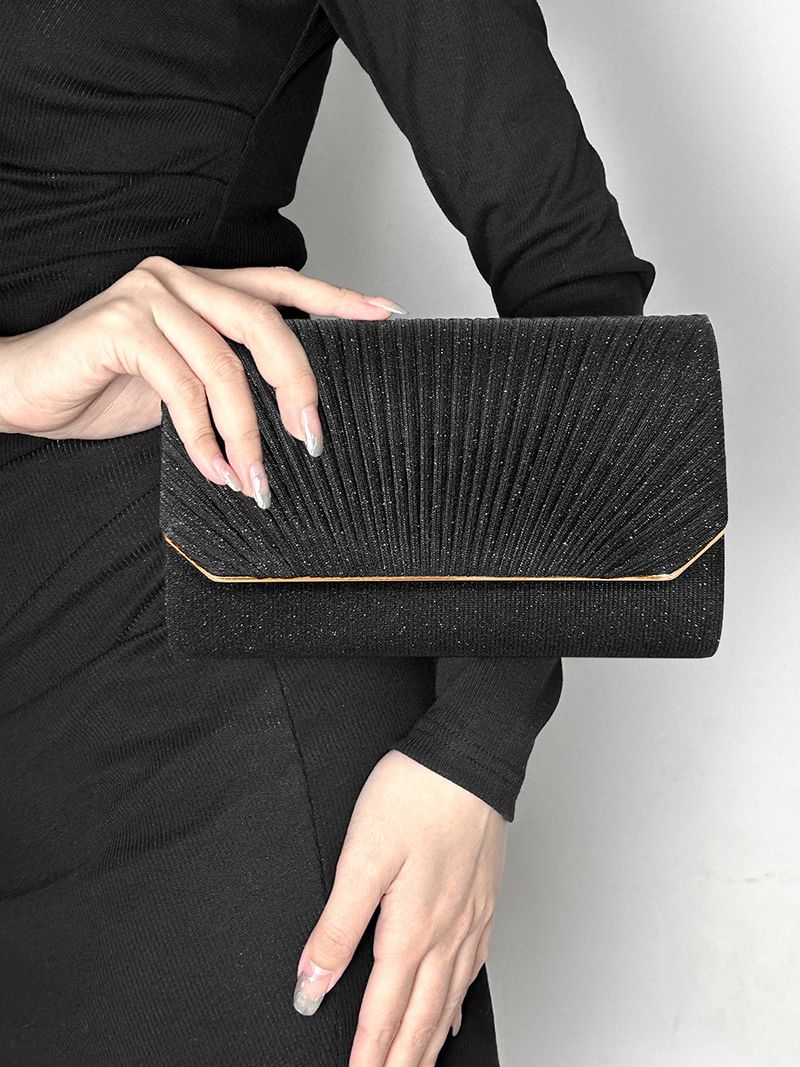 Nuova borsa a mano quadrata pieghevole in polvere scintillante con catena a tinta unita e borsa a mano con temperamento_voghion.com