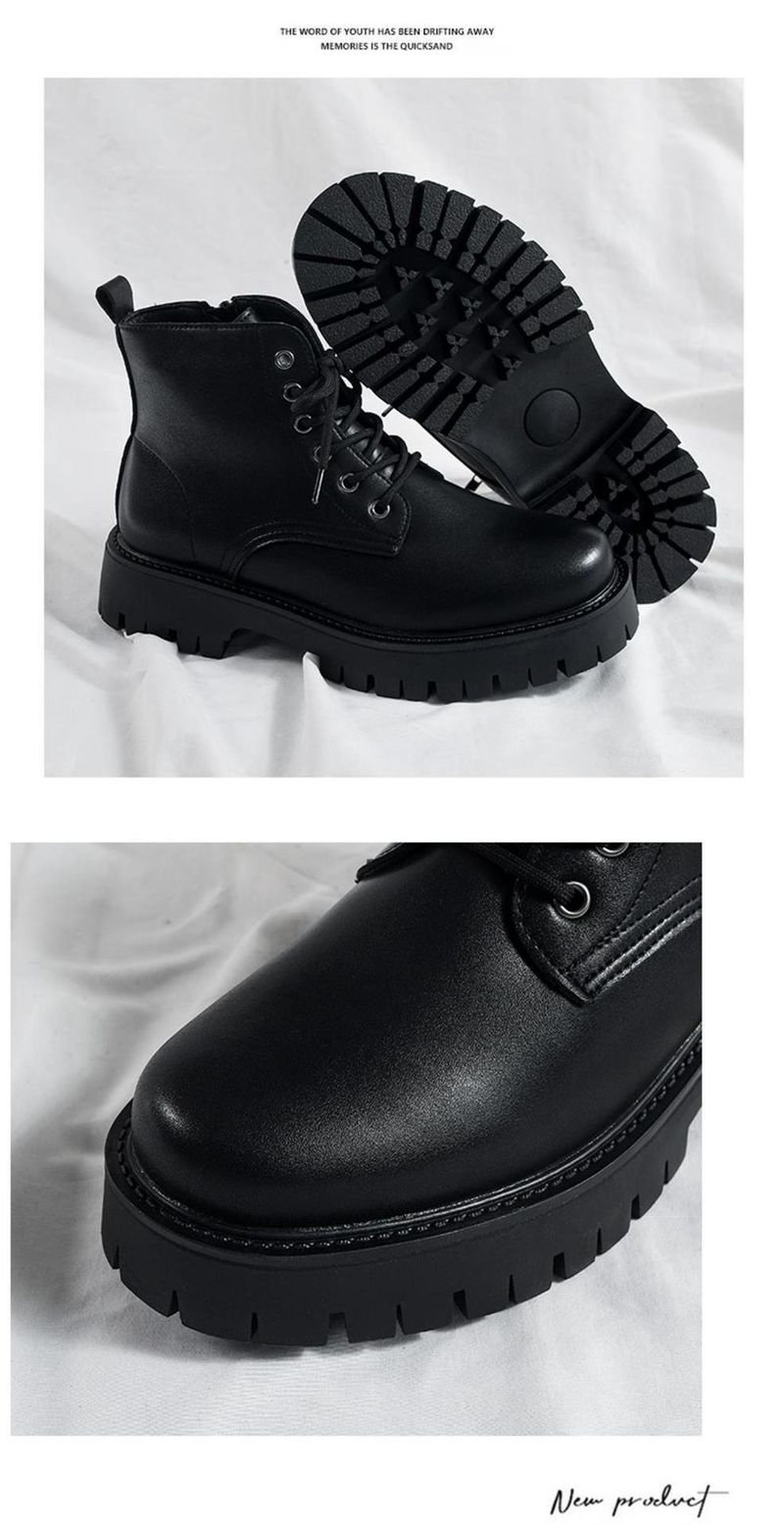Chef Men's Shoes Spring Non-slip Waterproof Kitchen High-top Leather Boots Black Casual Leather Shoes Spring Sports Martin Trendy Shoes_voghion.com