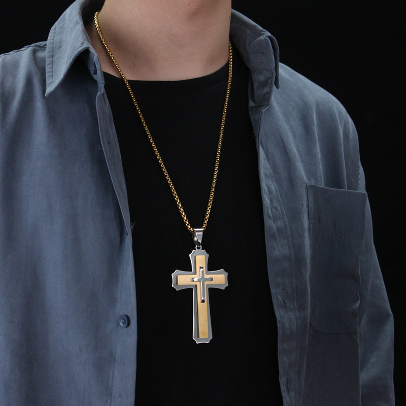 Source Cross Titanium Steel Necklace Unique Hipster Pendant_voghion.com