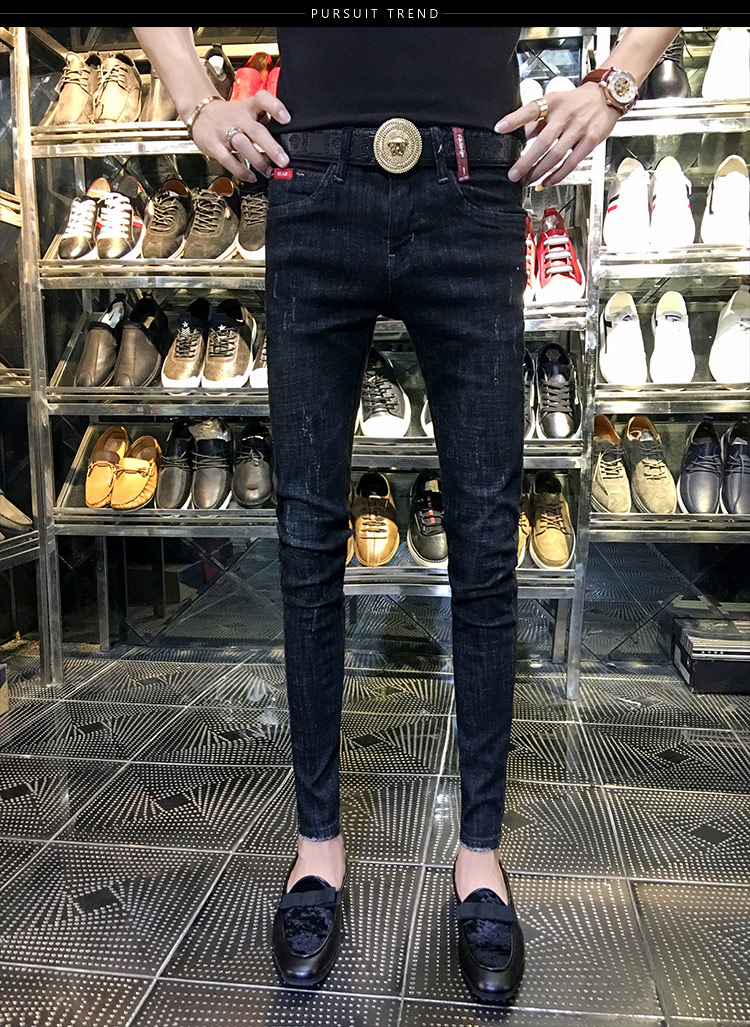 Trendige Herren-Herbst- und Winterjeans im koreanischen Stil mit schmaler Passform, Retro-Jeans mit blauen Whiskers und kleinen Füßen für Männer mit sozialem Geist und schnellen Händen_voghion.com
