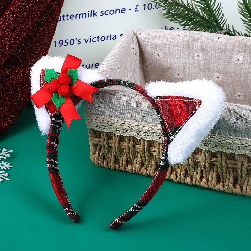 Chifres de veado vermelho cabelo feminino no outono e inverno, chapéus fofos para crianças, faixa de cabeça de rena da série Forest para adultos_voghion.com