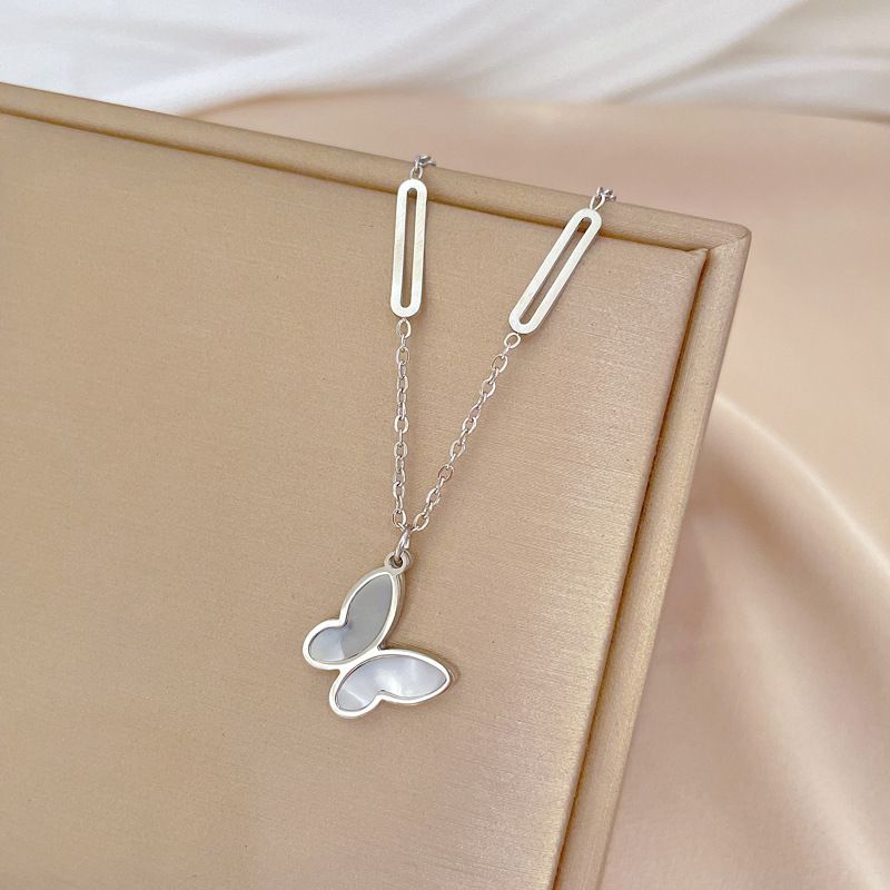 【 Full Body Titanium Steel 】 Beimu Butterfly Personality Minimalist Gold Necklace In The Wind Furnace Female INS Mesh_voghion.com