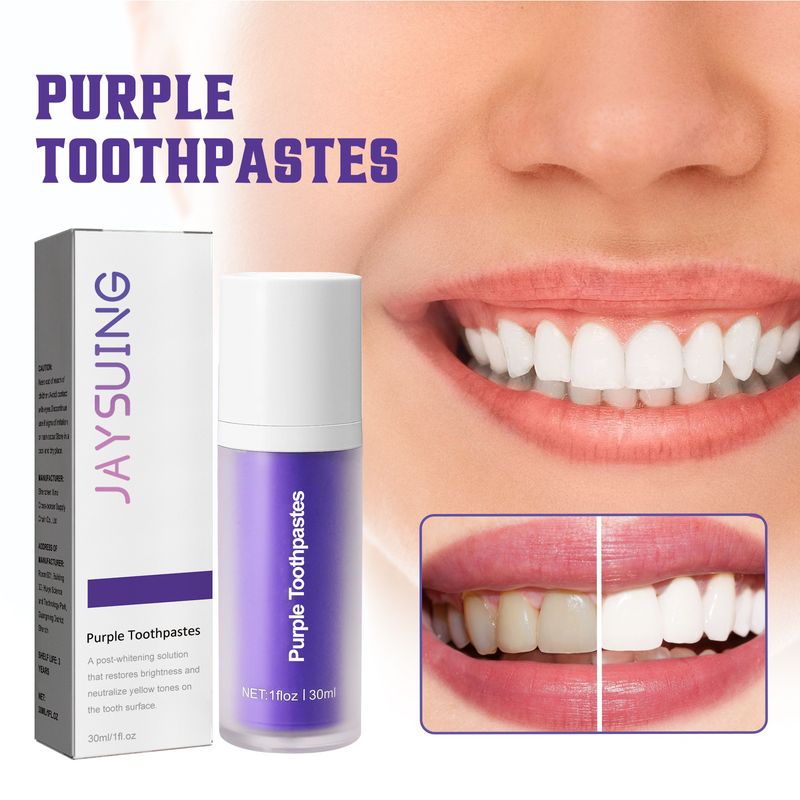 Jaysuing Purple Tooth Cleanses Stains Oral Odors, Caring for Gingival Whitening and Brightening Toothpaste_voghion.com