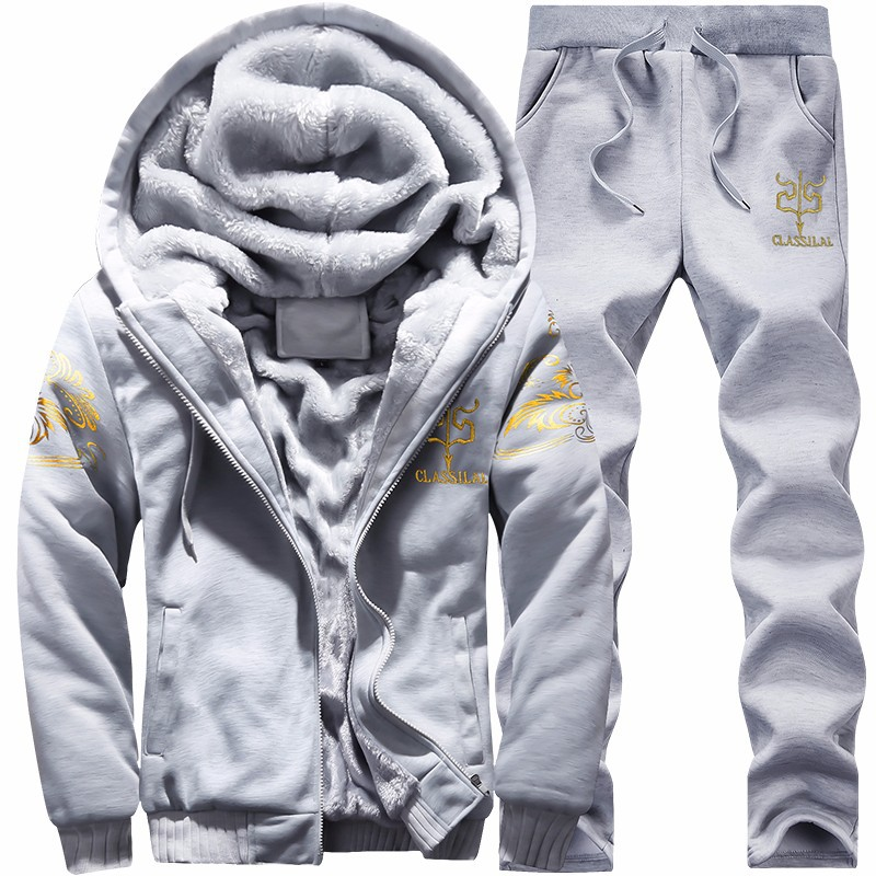 Herrträningsoverall i 2 delar, höst/vinter, casual, jogging, sport/gym, sweatsuit, långärmad, huvtröja och bomullsbyxor_voghion.com