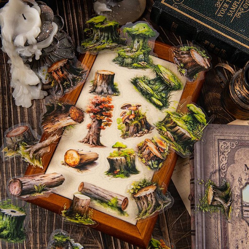 25 Pieces/set Forest Animal And Stone PET Craft Collage Substrate, Flash Treatment, Animal Printing Self-adhesive Decoration, Used For DIY_voghion.com