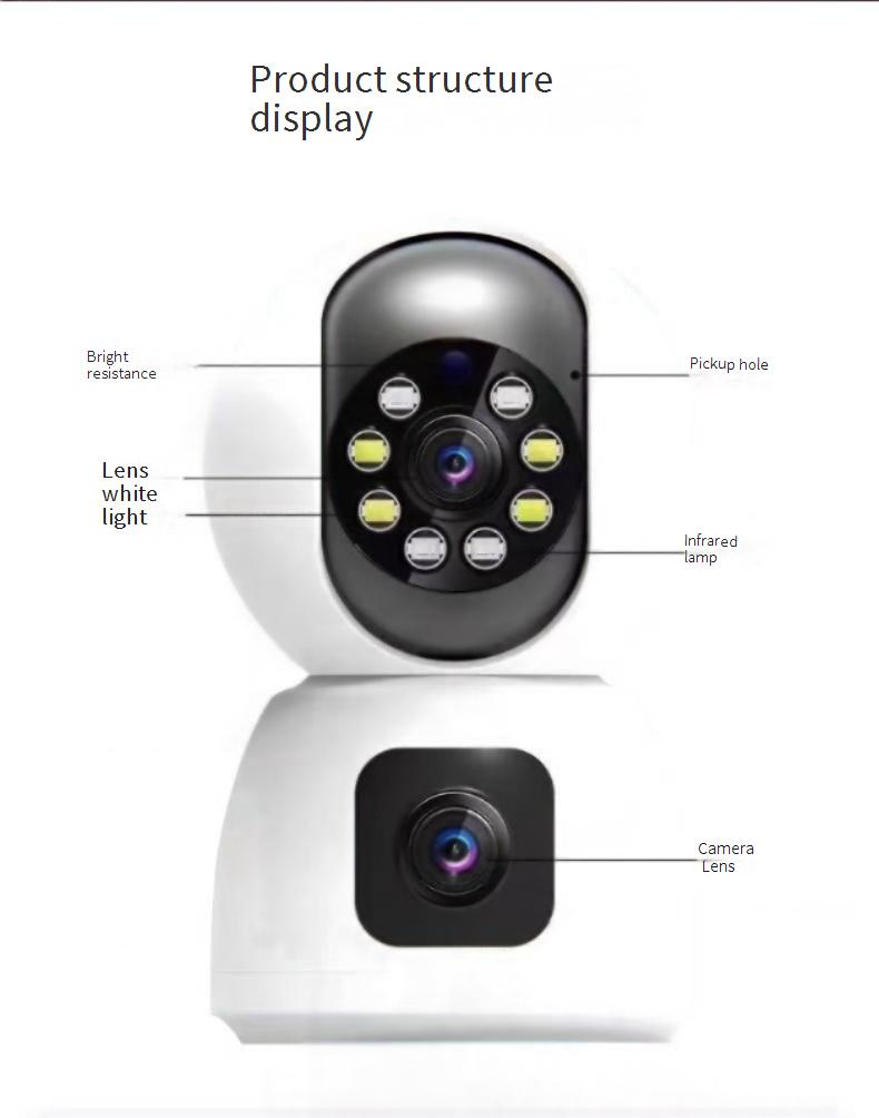 Dual-Lens Indoor Security Camera - 360° Panoramic View With 2K HD & Night Vision (WiFi Wireless Motion Tracking 2-Way Audio Cloud Storage)_voghion.com