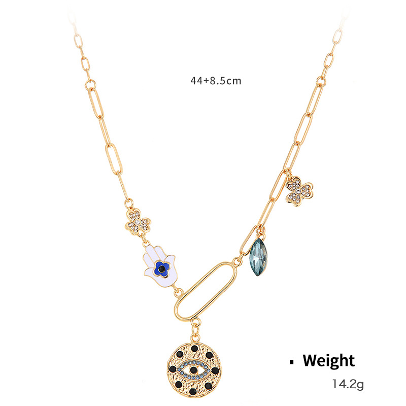 Collana bavaglino con ciondolo piccolo in rilievo con moneta mistica da donna, collana alla moda_voghion.com