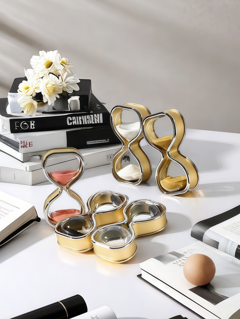 1pc Kreatives Design Glas Sanduhr Einfachen Stil Gold Und Silber Doppel Form Timer Ornament Dekoration Sanduhr_voghion.com